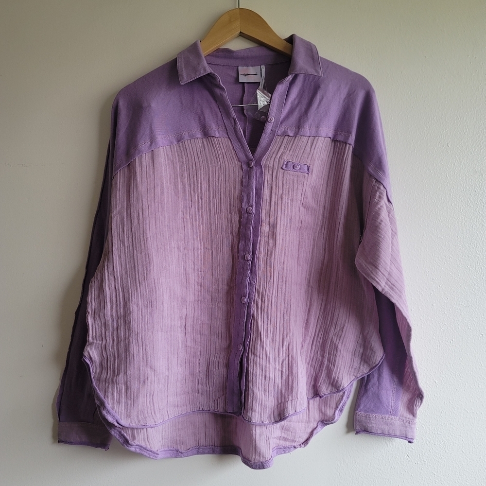 Urban Outfitters, Out From Under, Lightweight Button Up Blouse, Lilac, Size XS - Picture 2 of 7